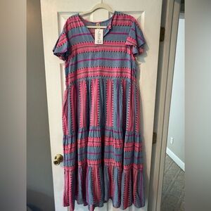 Uncle Frank Pink and Blue Jacquard Dress